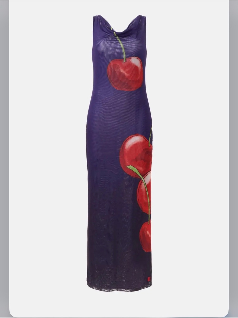 Muma Luis Sleeveless Navy Cherry Print Maxi Dress Retail $395